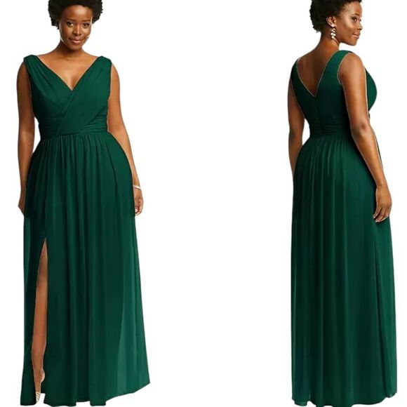 NWOT Dessy Collection Sleeveless Draped Chiffon Maxi Dress Hunter Green Size 12 - Picture 1 of 13